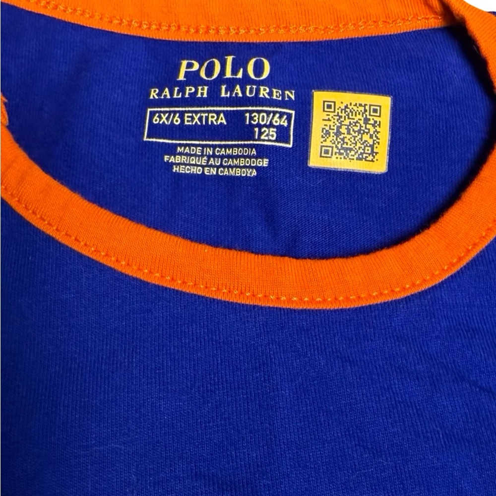 Polo Ralph Lauren Girls Logo Cotton Jersey Romper Blue Orange 6X - Picture 3 of 4